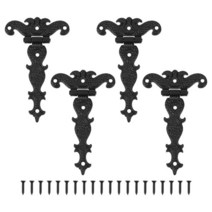 캐비닛 4pcs 골동품 블랙 힌지 Windows 캐비닛 찬장 옷장 문 나무 상자 쥬얼리 케이스, 01 Black