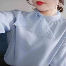 구김없는 여성 블라우스 진짜가나타났다 장세진 오연두 봄 우아한 패션 스카프 칼라 세련된 활 구슬 쉬폰 셔츠 기질 긴 소매 느슨한 캐주얼 탑스
