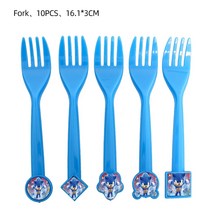 New Cartoon Sonic Party Supplies Boys Birthday Disposable Tableware Set Paper Plate Cup Napkins Baby, 09 10pcs fork