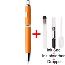 부드럽게 마존 A1 레트로 매트 블랙 개폐식 만년필 0.4mm 엑스트라 파인 펜촉 필기구 용 잉크 펜, [12] Yellow No Clip