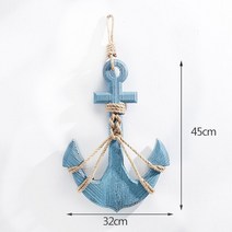 대형 나무 선박 보트 해상 방향타 앵커 벽 45CM 스티어링 휠 행잉 빈티지 세일링 비치 테마 홈 해변, 4.Anchor - 45CM