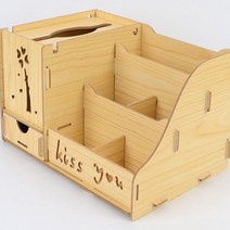 DIY 나무 정리함 조립식 수납함 우드 미니 수납장 화장품 화장대수납함 소품정리함, 베이지 1개