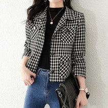 리블리크 시크딘 체크 카라 자켓 RB3JK030