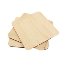 우드버닝 5pcs 100mm 4inch 미완성 된 빈 나무 사각형 조각 DIY 코스터 공예 회화 쓰기 목재 레코딩 예술