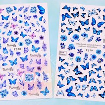 (제이뷰티) 네일아트재료 네일스티커 블루나비 2종, F679