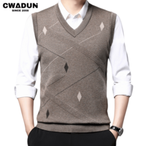 Cwadun 중년 남성 니트조끼 브이넥