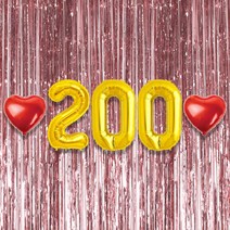 200일 이벤트 포토존 세트 아기 기념일 커플 축하 기념 숫자 풍선 하트, 02.커튼-(로즈골드)-200(소)-골드