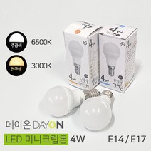 데이온 LED미니크립톤 4W E14 E17 G35 6500K주광 3000K전구, 1개, 데이온led미니크립톤E17-전구색