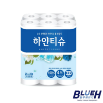 하얀티슈 천연펄프 롤 화장지 25m 30롤, 1팩