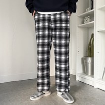 남녀공용 울 글랜 사각 체크 밴딩 와이드 팬츠(3COLOR)