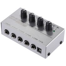 ammoon MX400 울트라 컴팩트 저소음 4 채널 라인 모노 오디오 믹서 전원 어댑터, SilverUS Plug