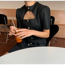 20 여름 cctv chic 디자인 빈티지 따뜻한 햅번느낌 데님 A라인 원피스