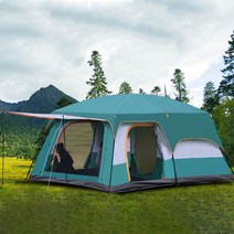 캠핑 텐트 리빙쉘 터널형 4-6 8-12인용 대형 거실형 방수 투룸 2룸 가족, 진녹색
