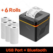 카드 포스기 POs 이지체크 단말기 신화포 열전사 영수증 프린터 USB 블루투스 인터페이스 데스크탑 미니, 04 Black  add 6Rolls_01 EU 플러그