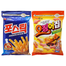 농심 포스틱 270g(1봉) + 오징어집 버터구이맛 260g(1봉) 지퍼 대용량, 1세트(2봉)