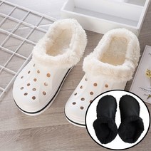 털안감 탈부착 크ROCS 호환 깔창 플러시 인서트 퍼 깔창 신발 슬리퍼 커버 블랙(내피만)