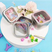 (노블리안힐스)면봉 사각 실핀 정리함 투명 케이스 틴 포카 머리끈, 3사각투명틴케이스-대