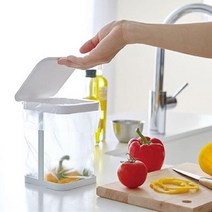 호프너 깔끔 주방대장 편리한 쓰레기통 홀더 비닐 거치대 음식물 봉투걸이 분리수거함 씽크대 올스틸 음식물쓰레기통 미니휴지통, 화이트