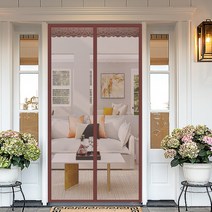 자석식 현관문용 ​방충망 디자인 촘촘한 현관 모기장 쉬운 설치 현관문 모기장, 1, 브라운B