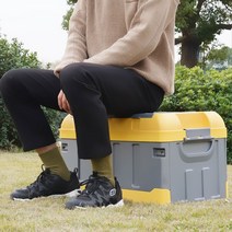 고급형 트렁크정리 박스 다용도 접이식 폴딩박스캠핑용품 그릴 화로대 불멍 정리함 감성 장비 의자컵홀더 어닝 소품 랜턴 차박 의자 테이블 텐트 캠핑, 조이엔점프 캠핑박스중형_진노랑