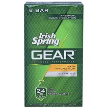 Irish Spring Gear Hydration 데오도란트 목욕 바 106.3g(3.5온스) 6개입 291433, 106.3g