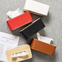 국산 가죽커버 우드 티슈케이스 직사각 (8colors), 화이트, 선택:화이트