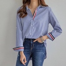 [워니쇼룸](이건필수템)삼색스트라이프남방 N032601 스트라이프셔츠 기본셔츠 기본템 무난한디자인 심플 깔끔해요