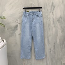 행복여[봄신상무배]뒷 밴딩 와이드 스트레이트 일자 데님 연청 팬츠