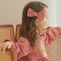 채니봉봉 체크 브리코 리본 집게핀
