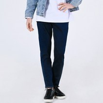 일자 라인 신축성 좋은소재 빅사이즈 남성 진청 청바지 밴딩 데님 작업복 스판 배기 중년 롤업 생지 CU222EO