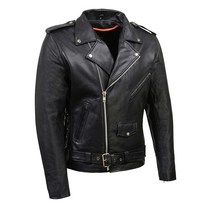 Milwaukee Leather SH1011 남성용 클래식 사이드 레이스 경찰 스타일 오토바이 가죽 재킷 - 2XL 412784, X-Large