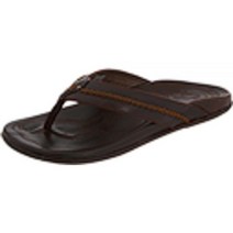 OluKai Mea Ola 남성용 비치 샌들 프리미엄 가죽 플립플롭 슬라이드 압축 성형 풋 베드 편안한 핏 레이저 에칭 디자인