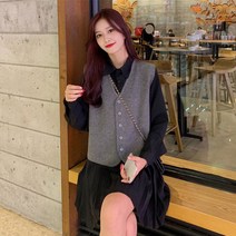 플리츠 원피스 겨울 가을 샤오샹 눈길을 끄는 스타일리쉬 무드 조끼 룩 점프슈트 여성 3670502693