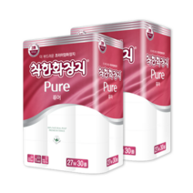 착한화장지 퓨어 3겹 화장지 27m 30롤 2팩(60롤), 2
