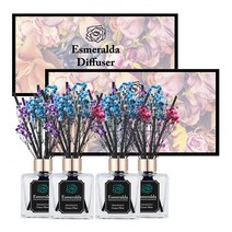 에스메랄다 2+2 600ml 센스있는 방향제 플라워 안개꽃 대용량 민트 블랙체리 향 디퓨저 10종 4개입, 그린 민트_4개입