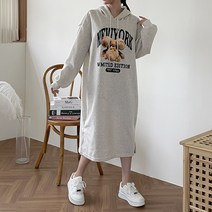 르엠마 [기모안감] 후드원피스 빅사이즈원피스 루즈핏 후드티 니트원피스 긴팔원피스 여성니트 여자긴팔 롱원피스 가을원피스 겨울원피스 기모 원피스 81395