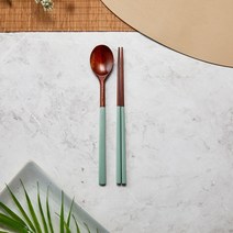 [모던하우스 창원점]자연옻칠 한입에쏙 컬러 수저세트milky green_WO1023002, 단품, 단품