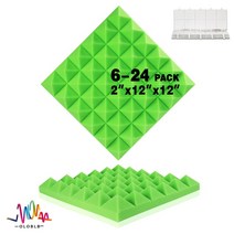 가설방음벽 스튜디오 어쿠스틱 폼 패널 6 12 24 Pcs 방음 치료 보드 KTV 룸 녹음 벽 스폰지 패드, Green+High Density+24 Pcs With