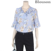 블루종세일 한정수량/패플단독 블루종 러플넥 플라워 5부 나팔소매 블라우스_B2004BL605B