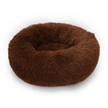 강아지 고양이 침대 매트 쿠현 하우스 따뜻한 집 잠자는 애완동물dog bed long plush dount 바구니 진정 hondenmand pet kennel house 솜털, 직경 50cm, 커피