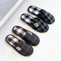 클래식 체크 논슬립 겨울 쿠션 실내화 산후조리원슬리퍼 강사 홈슬리퍼, 브라운