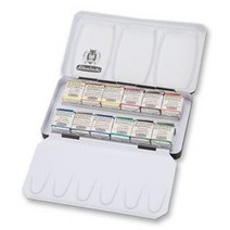 쉬민케 호라담 수채화 고체 물감 1/2Pan 12색 가죽케이스 세트 / GS74824097