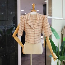 포커스 체크 카라 크롭 자켓 (FM2E7JK05599)