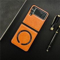 갤럭시 z 플립 4 3 플립4 flip3 5g에 대한 맥세이프자기 무선 충전 전화 케이스에 대한 비즈니스 가죽 커버
