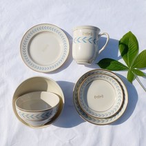 시라쿠스 로렐 1인 그릇세트 식기세트 혼밥 골드라인, 1인 그릇세트 옵션1, 그린 로렐