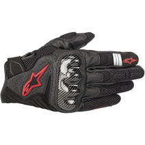Alpinestars 블랙/화이트 Sz L 알파인스타 SMX-1 에어 V2 통기성 가죽 오토바이 장갑, Large, Black/Fluorecent Red