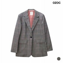 [OZOC] 여성 안감 배색 체크 싱글 자켓