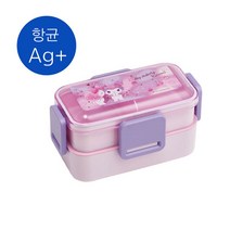스케이터 은이온 향균 공간뚜껑 2블럭 도시락통 PFLW4AG 600ml, 마이멜로디 쿠로미, 1개