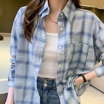 신입생 코디 여성 린넨 셔츠 체크 남방 데일리룩