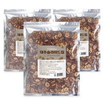 대추 슬라이스 칩 1kg 1팩 달콤하고 바삭한 건대추 슬라이드 건조 대추과자, 3개
